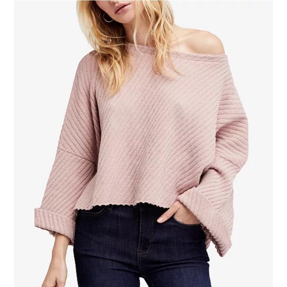 Free People Sweaters - free people I can’t wait oversized crop sweater rose